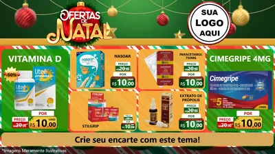 Modelo de TV para TV Horizontal com o tema Ofertas de Natal para Farmácia