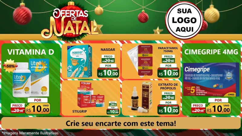 Modelo de TV para TV Horizontal com o tema Ofertas de Natal para Farmácia