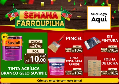 Modelo de Encarte para Encarte A4 Horizontal com o tema Semana Farroupilha para Tintas e Ferramentas