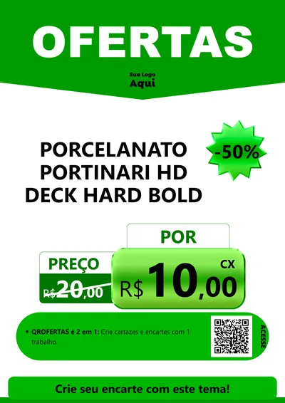 Modelo de Cartaz para Cartaz A4 Vertical com o tema Ofertas Verde Cartaz para Pisos e revestimentos