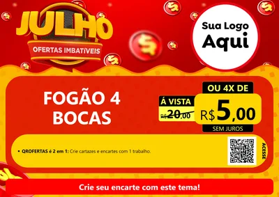 Modelo de Cartaz para Cartaz A4 Horizontal com o tema Julho Ofertas Imbatíveis para Móveis e Eletro