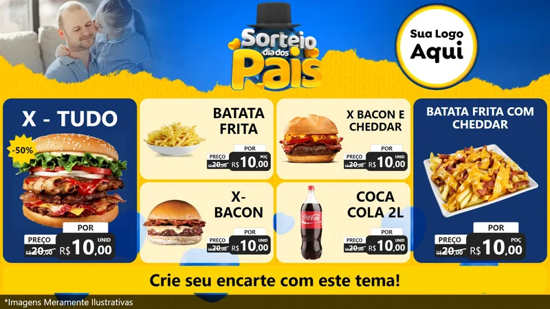 Modelo de TV para TV Horizontal com o tema Sorteio Dia Dos Pais para Hamburgueria