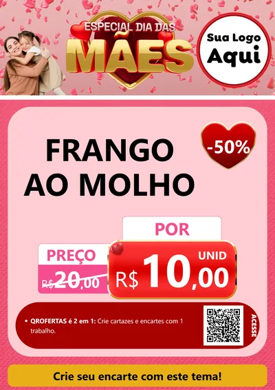 Modelo de Cartaz para Cartaz A4 Vertical com o tema Especial Dia Das Mães para Restaurante