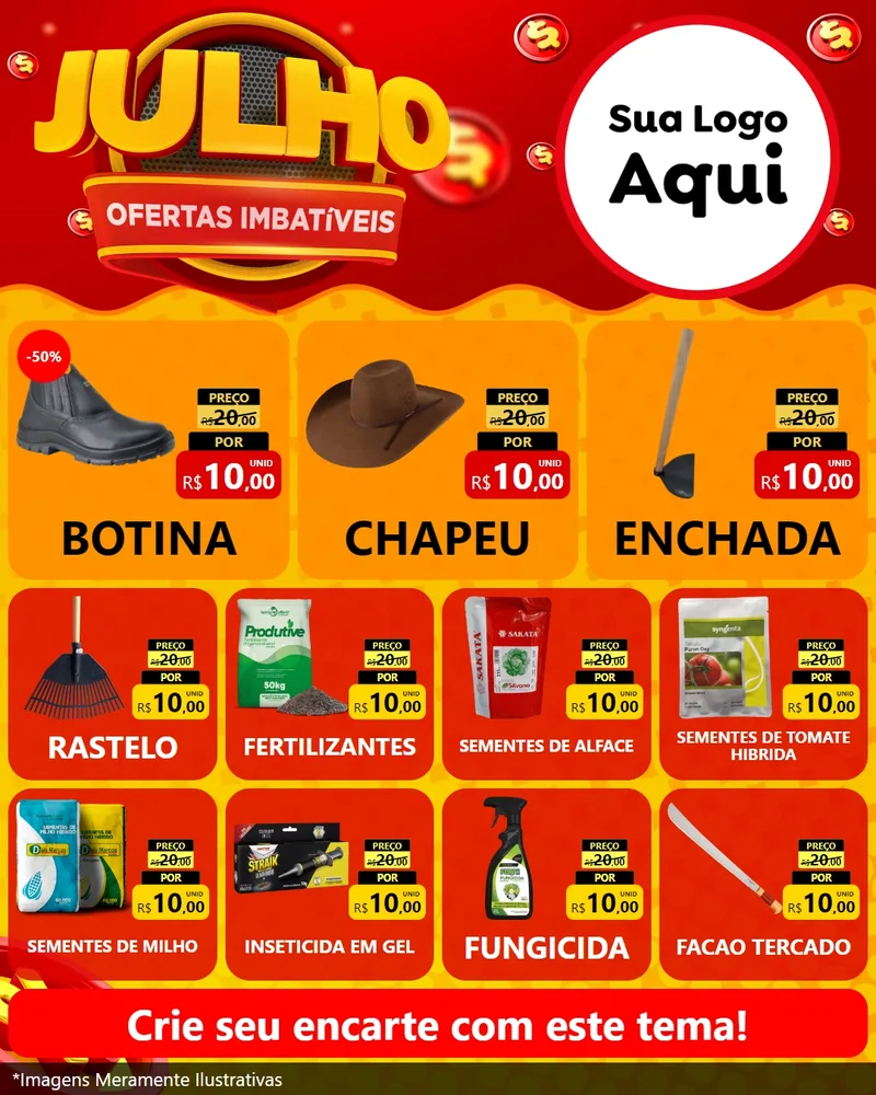 Modelo de Rede Social para Feed Instagram com o tema Julho Ofertas Imbatíveis para Agropecuária