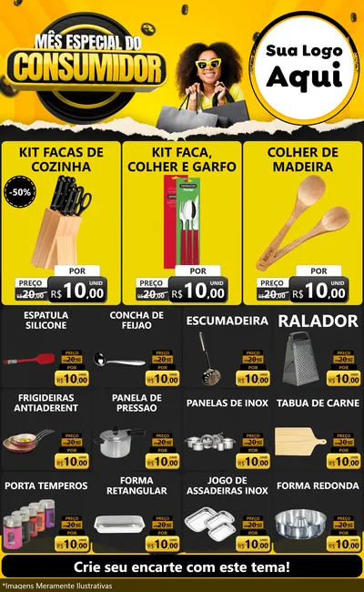 Modelo de Encarte para Encarte Grande com o tema Mês Especial do Consumidor para Utilidades Domésticas