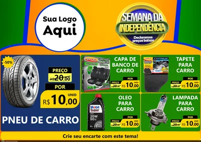 Modelo de Encarte para Encarte A4 Horizontal com o tema Semana da Independência Declaramos Preços Baixos para Auto peças