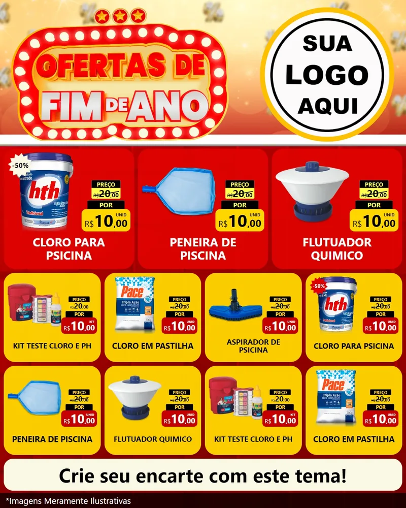 Modelo de Rede Social para Feed Instagram com o tema Ofertas de Fim de Ano para Produtos para Piscina