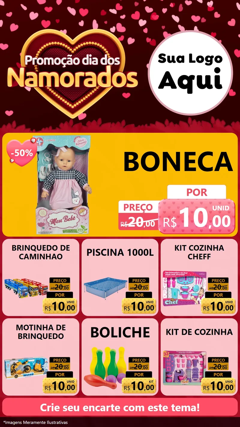 Modelo de Rede Social para Stories com o tema Promoção Dia Dos Namorados para Brinquedos