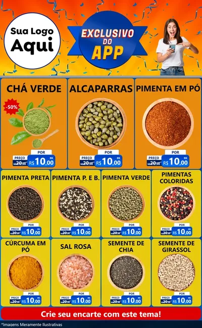 Modelo de Encarte para Encarte Grande com o tema Exclusivo do Aplicativo para Produtos Naturais