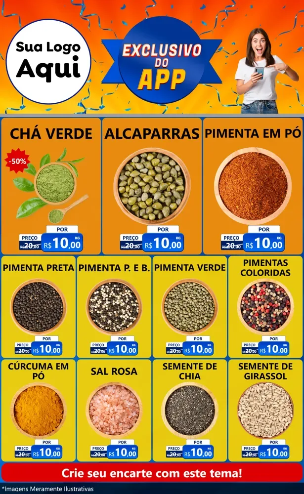 Modelo de Encarte para Encarte Grande com o tema Exclusivo do Aplicativo para Produtos Naturais