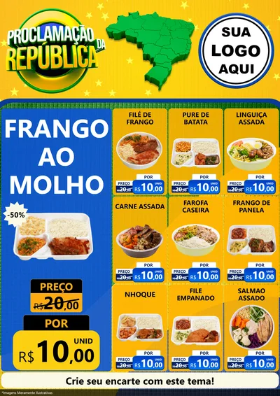 Modelo de Encarte para Encarte A4 Vertical com o tema Proclamação da República para Restaurante