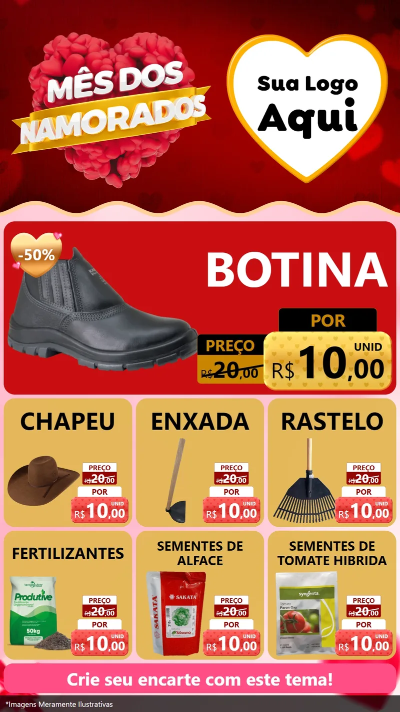 Modelo de Rede Social para Stories com o tema Mês dos Namorados para Agropecuária