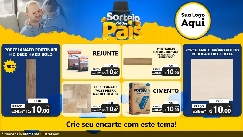 Modelo de TV para TV Horizontal com o tema Sorteio Dia Dos Pais para Pisos e revestimentos