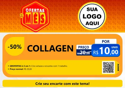 Modelo de Cartaz para Cartaz A4 Horizontal com o tema Ofertas do Mês para Suplementos alimentares