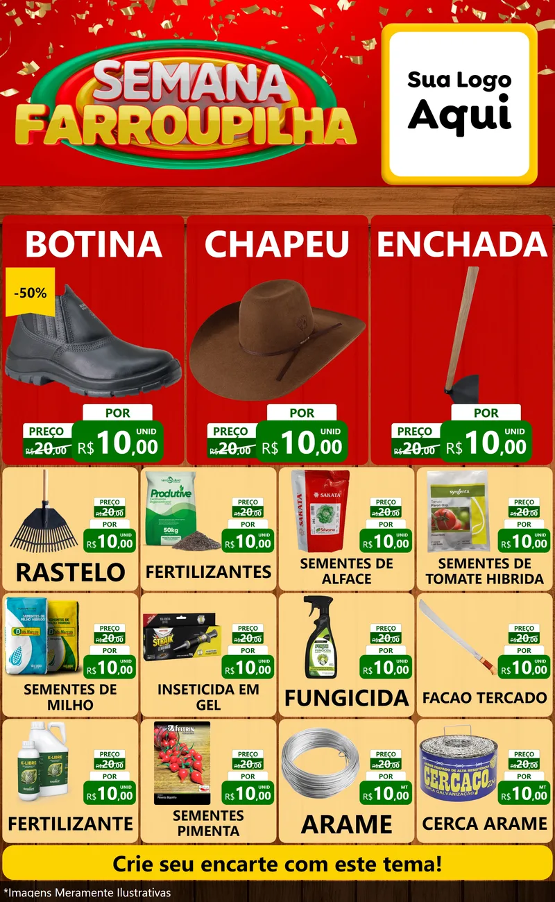 Modelo de Encarte para Encarte Grande com o tema Semana Farroupilha para Agropecuária