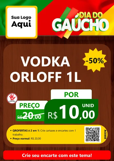 Modelo de Cartaz para Cartaz A4 Vertical com o tema Dia do Gaúcho para Distribuidora de bebidas