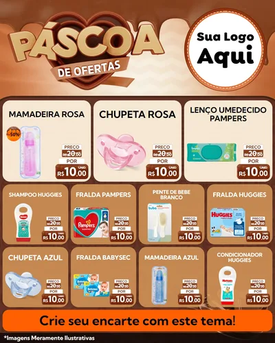 Modelo de Rede Social para Feed Instagram com o tema Páscoa de Ofertas para Bebês