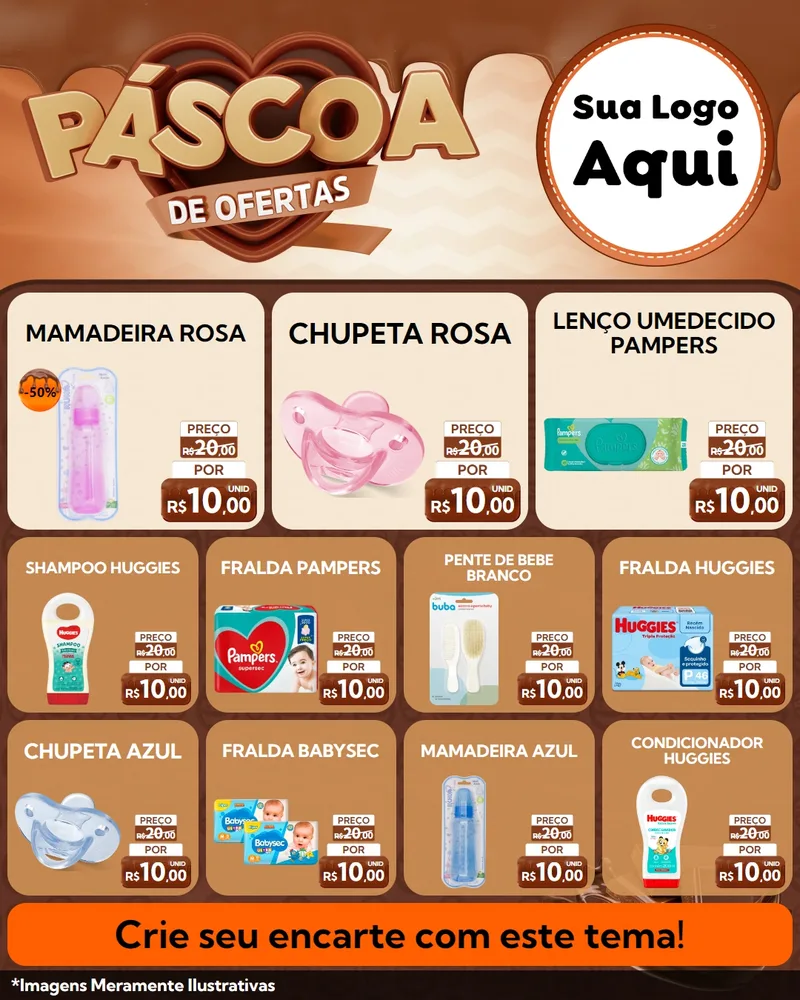 Modelo de Rede Social para Feed Instagram com o tema Páscoa de Ofertas para Bebês