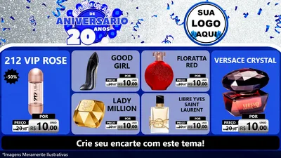 Modelo de TV para TV Horizontal com o tema Promoção de Aniversário - 20 Anos para Perfumes