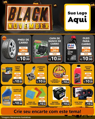 Modelo de Rede Social para Feed Instagram com o tema Black November para Auto peças