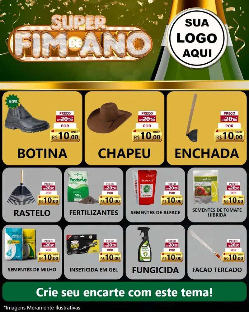 Modelo de Rede Social para Feed Instagram com o tema Super Fim de Ano para Agropecuária