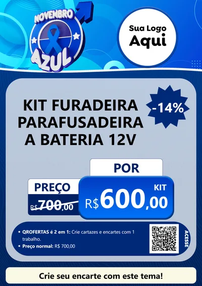 Modelo de Cartaz para Cartaz A4 Vertical com o tema Novembro Azul para Maquinas e Ferramentas