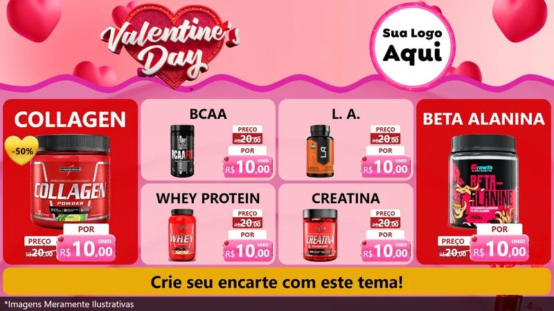 Modelo de TV para TV Horizontal com o tema Valentine's Day para Suplementos alimentares