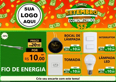 Modelo de Encarte para Encarte A4 Horizontal com o tema Comece Setembro Economizando para Materiais Elétricos