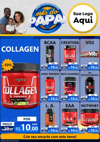 Modelo de Encarte para Encarte A4 Vertical com o tema Ofertas Imperdíveis Mês Do Papai para Suplementos alimentares