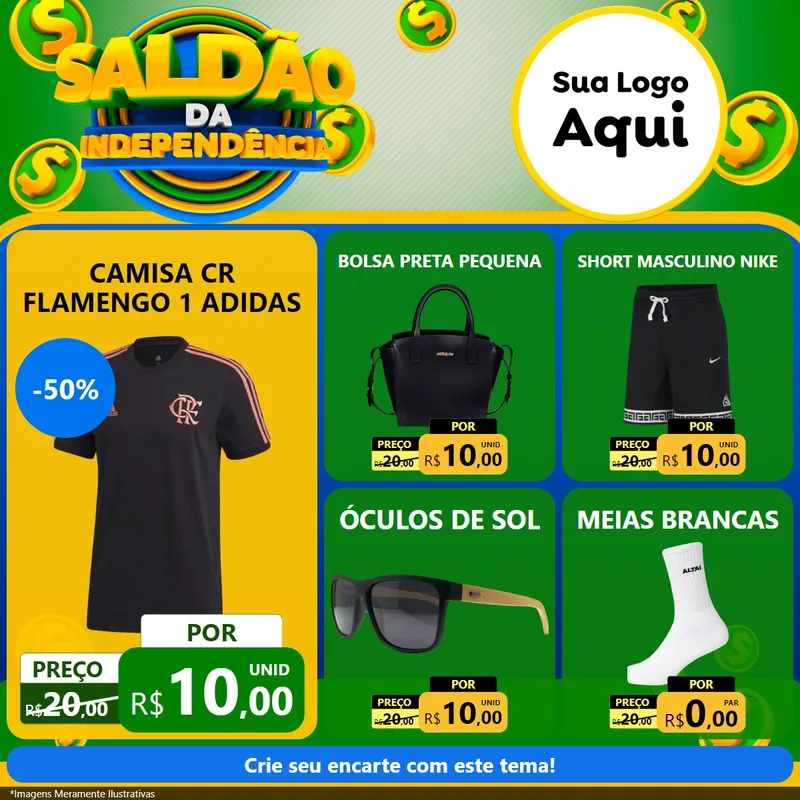 Modelo de Rede Social para Feed Facebook com o tema Saldão da Indepêndencia para Roupas e acessórios