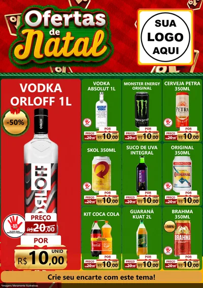 Modelo de Encarte para Encarte A4 Vertical com o tema Ofertas de Natal para Distribuidora de bebidas