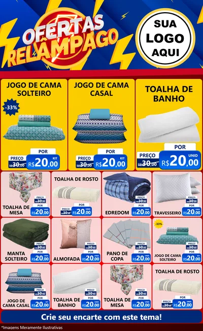 Modelo de Encarte para Encarte Grande com o tema Ofertas Relâmpago para Cama, Mesa e Banho