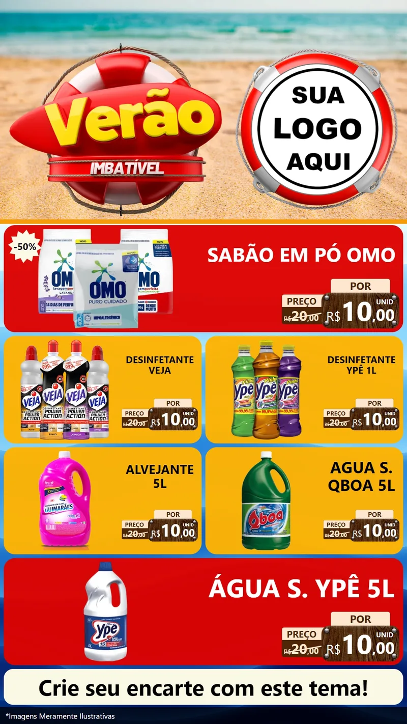 Modelo de TV para TV Vertical com o tema Verão Imbatível para Produtos de Limpeza
