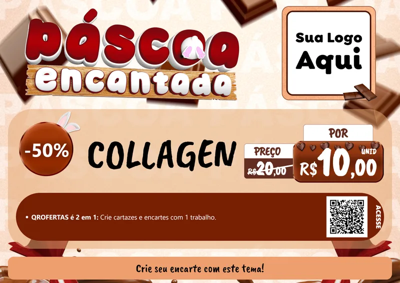 Modelo de Cartaz para Cartaz A4 Horizontal com o tema Páscoa Encantada para Suplementos alimentares