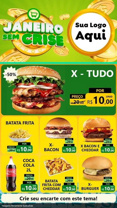Modelo de Rede Social para Stories com o tema Janeiro Sem Crise para Hamburgueria