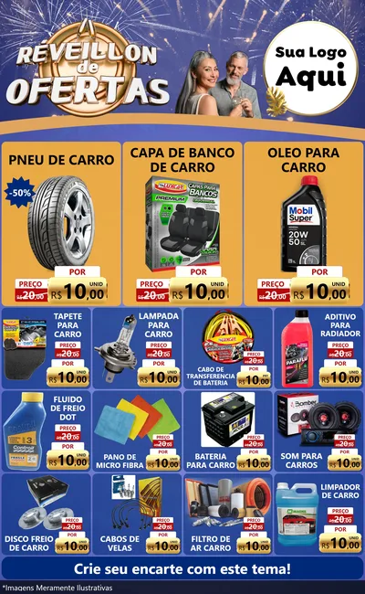 Modelo de Encarte para Encarte Grande com o tema Réveillon de Ofertas para Auto peças