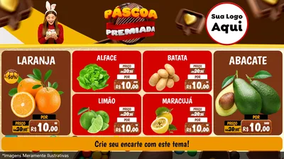 Modelo de TV para TV Horizontal com o tema Páscoa Premiada para Hortifrúti