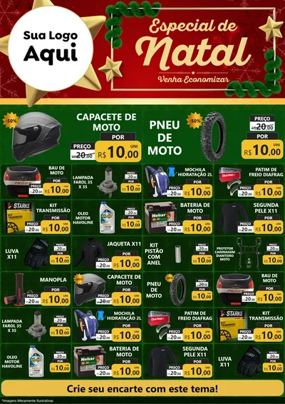 Modelo de Encarte para Encarte A4 Vertical com o tema Especial de Natal para Moto peças
