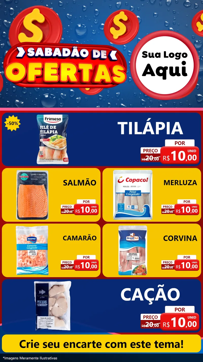 Modelo de TV para TV Vertical com o tema Sabadão de Ofertas para Peixaria
