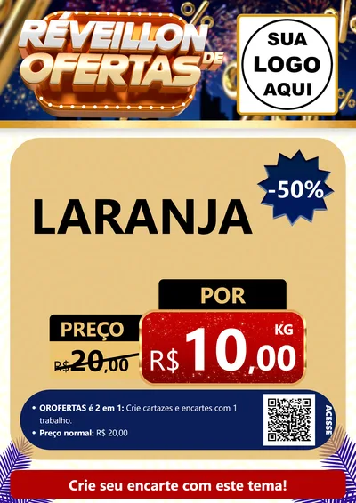 Modelo de Cartaz para Cartaz A4 Vertical com o tema Réveillon de Ofertas para Hortifrúti