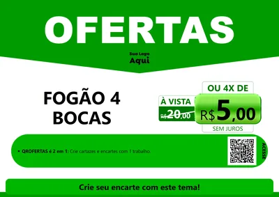 Modelo de Cartaz para Cartaz A4 Horizontal com o tema Ofertas Verde Cartaz para Móveis e Eletro