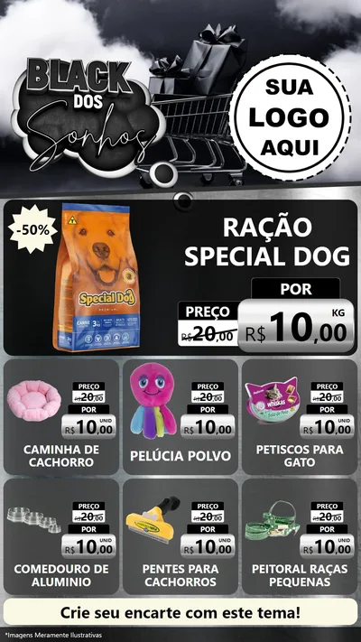 Modelo de Rede Social para Stories com o tema Black dos Sonhos para Pet Shop