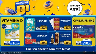 Modelo de TV para TV Horizontal com o tema Ofertas Dia D para Farmácia