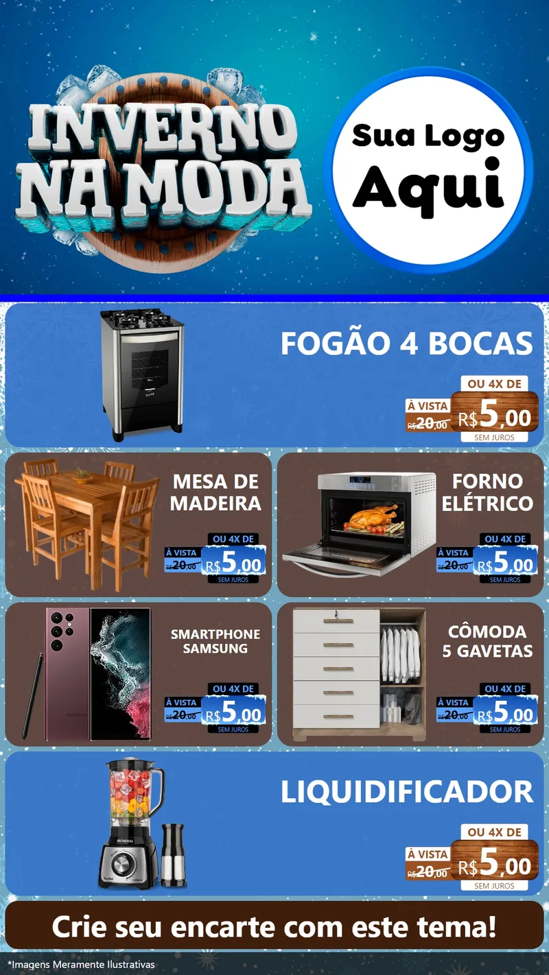 Modelo de TV para TV Vertical com o tema Inverno na Moda para Móveis e Eletro