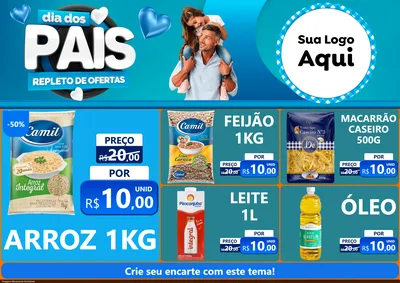 Modelo de Encarte para Encarte A4 Horizontal com o tema Dia Dos Pais Repleto de Ofertas para Supermercado