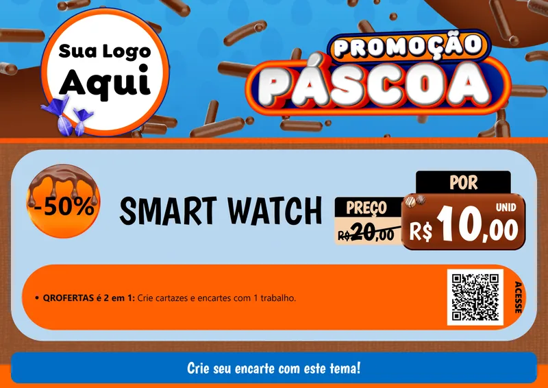 Modelo de Cartaz para Cartaz A4 Horizontal com o tema Promoção Páscoa para Informática