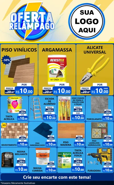 Modelo de Encarte para Encarte Grande com o tema Oferta Relâmpago para Material para Construção
