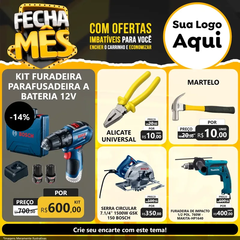 Modelo de Rede Social para Feed Facebook com o tema Fecha Mês para Maquinas e Ferramentas