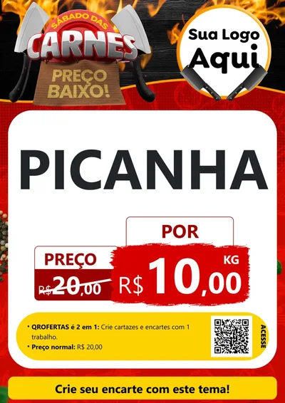 Modelo de Cartaz para Cartaz A4 Vertical com o tema Sábado das Carnes para Açougue