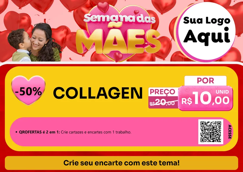 Modelo de Cartaz para Cartaz A4 Horizontal com o tema Semana Das Mães para Suplementos alimentares